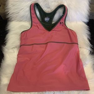 Under Armour M Pink/Green Racerback Tank w/Bra